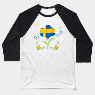 Swedish flag on a flower Baseball T-Shirt